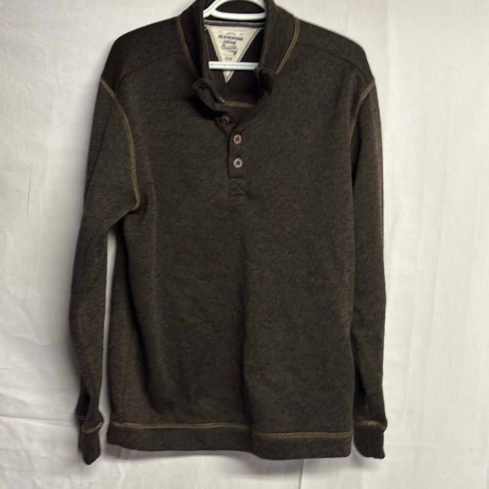 Weatherproof Vintage Men’s Long Sleeve Sweater Coffee Brown Fleece Size XL